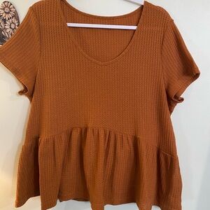 Women's Brown Peplum Top 2X